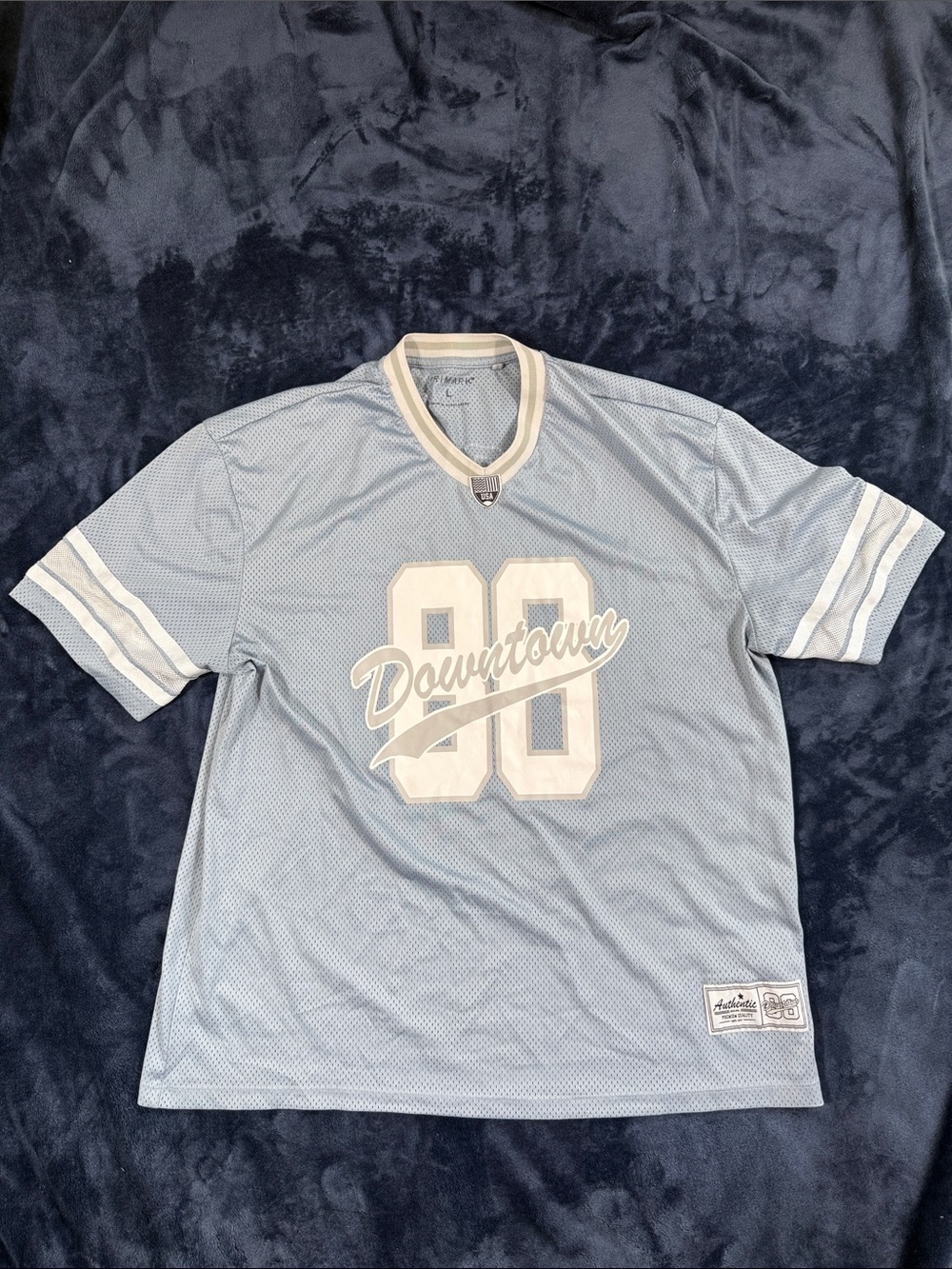 Primark Light Blue Downtown 88 Mesh Jersey with Cream Trim